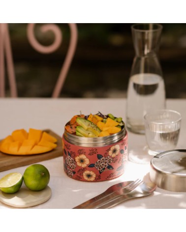 Boîte repas isotherme inox avec poignée - Anémones - 650ml