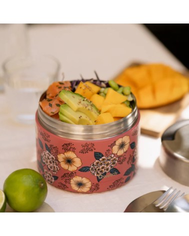 Boîte repas isotherme inox avec poignée - Anémones - 650ml