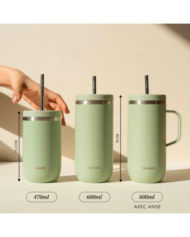 Cold cup isotherme inox avec anse - Matt - Vert tilleul - 600ml