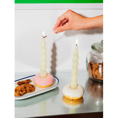Fast Food Candle Holder Donut Pink